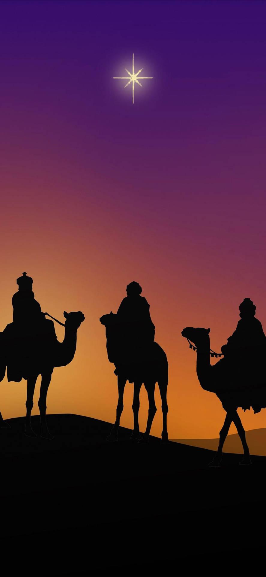 887x1920 Download Camels With Three Kings Wallpaper