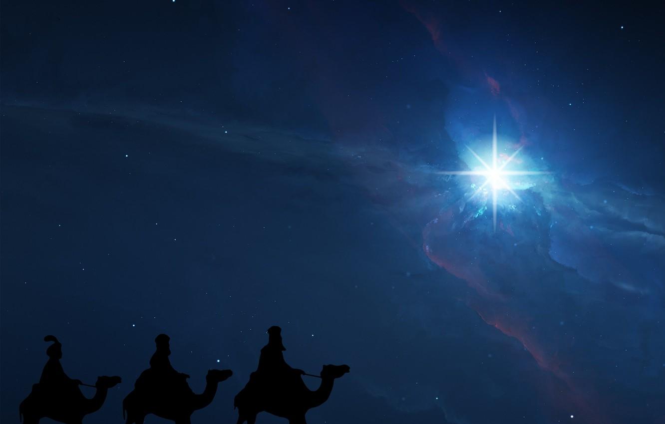 1332x850 Wallpaper kings, camels, wise men, christmas star image for desktop, section разное