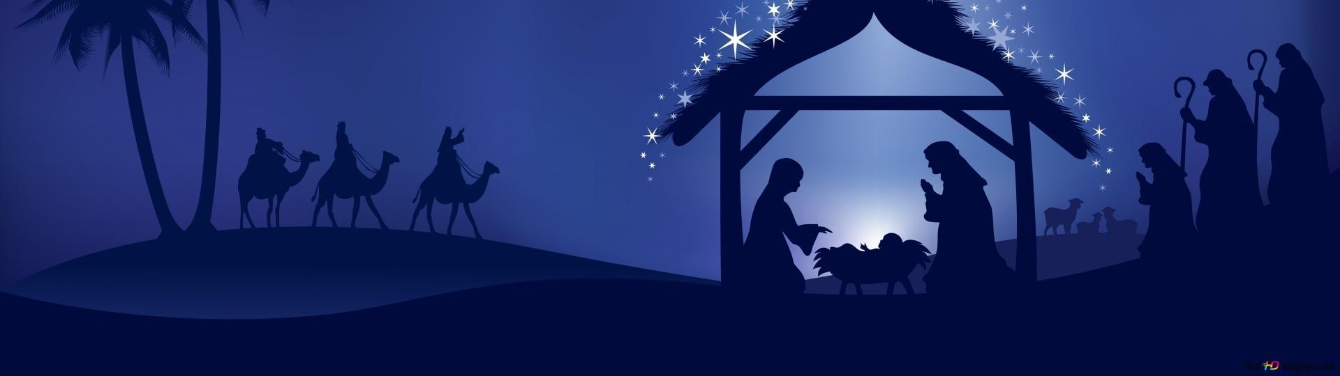 1920x540 Savior's birth in a manger HD wallpaper download