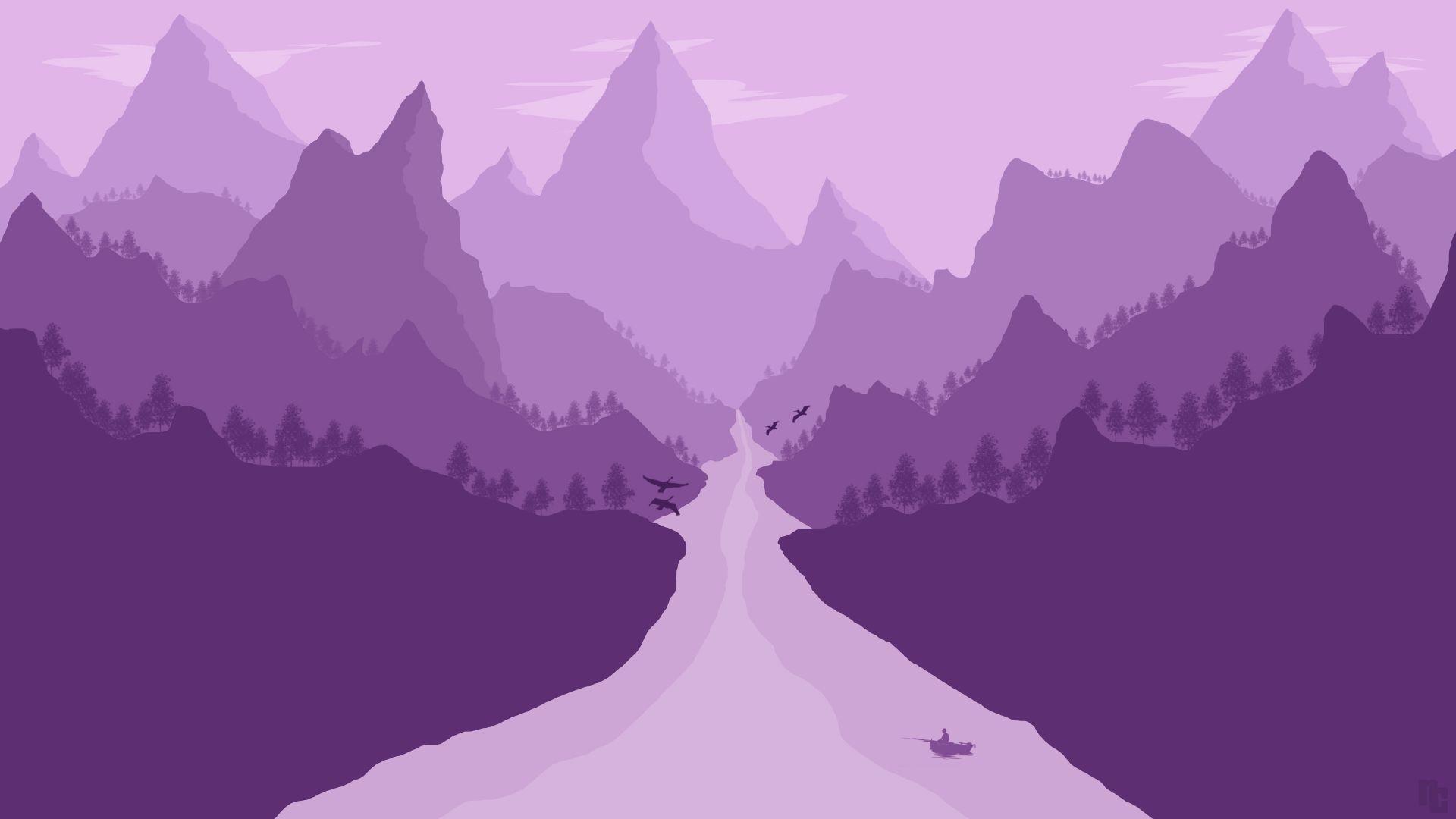 1920x1080 Desktop Wallpaper Minimalism, River, Mountains Landscape, 4k, HD Image, Picture, Background, B633f9