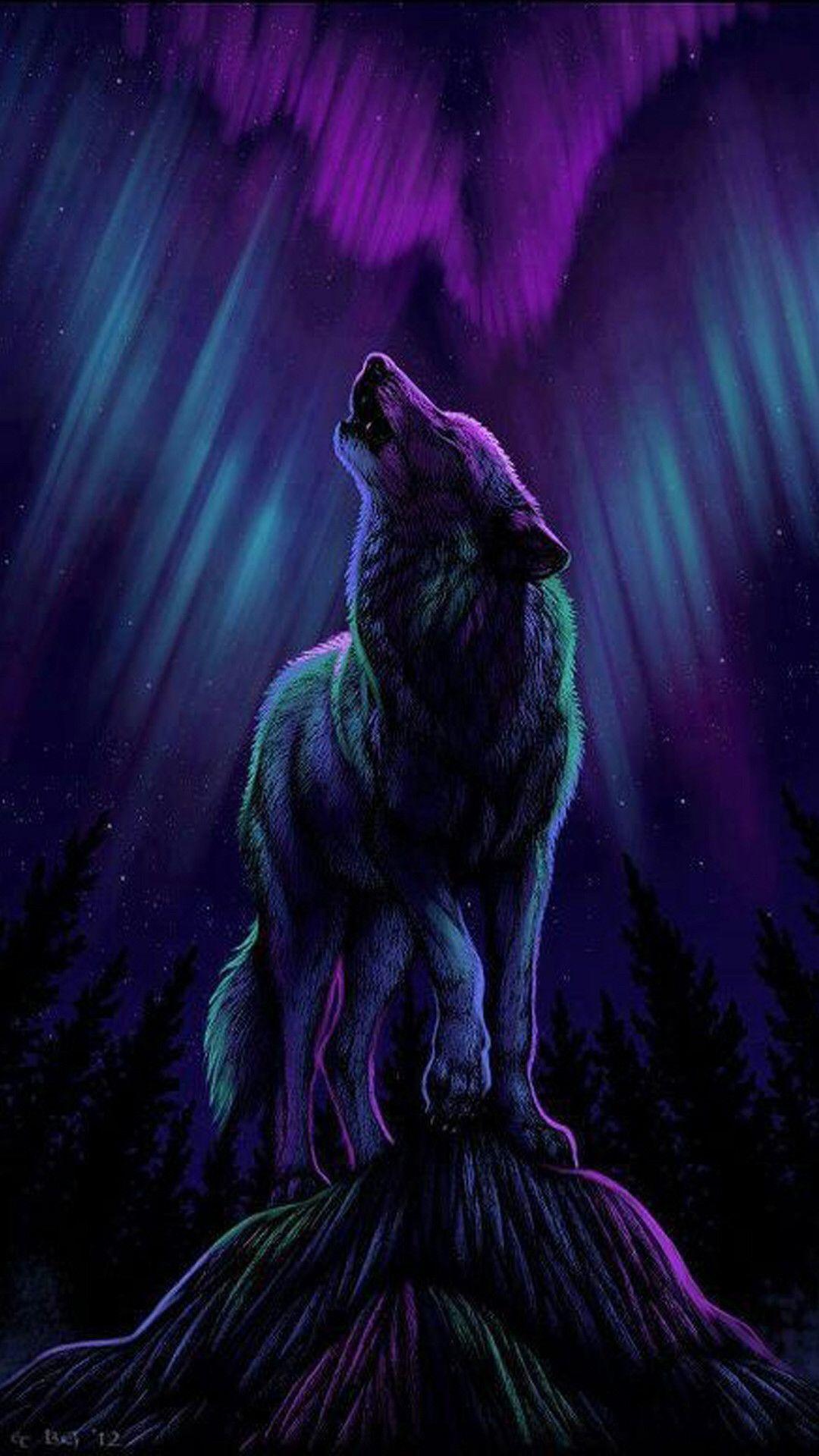 Hình nền nghệ thuật chó sói 1080x1920