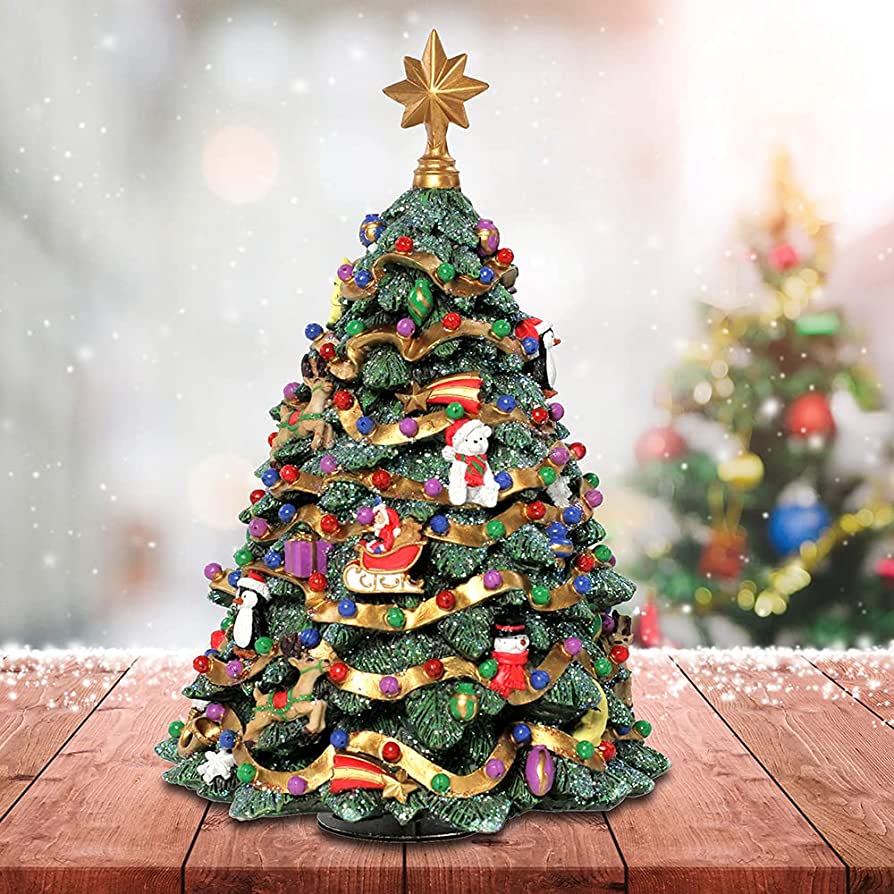 894x894 THE SAN FRANCISCO MUSIC BOX COMPANY Jingle Bell Rotating Christmas Tree Figurine : Home & Kitchen