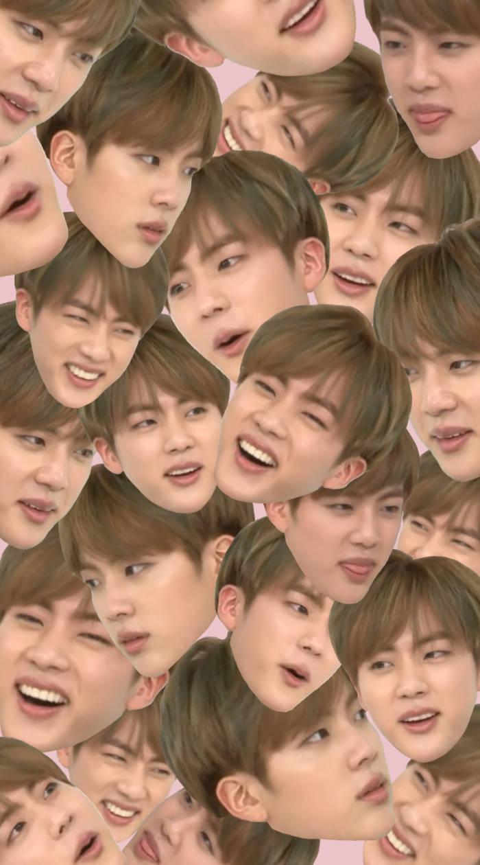 700x1260 Download Funny Jin Bts Cute Face Collage Wallpaper