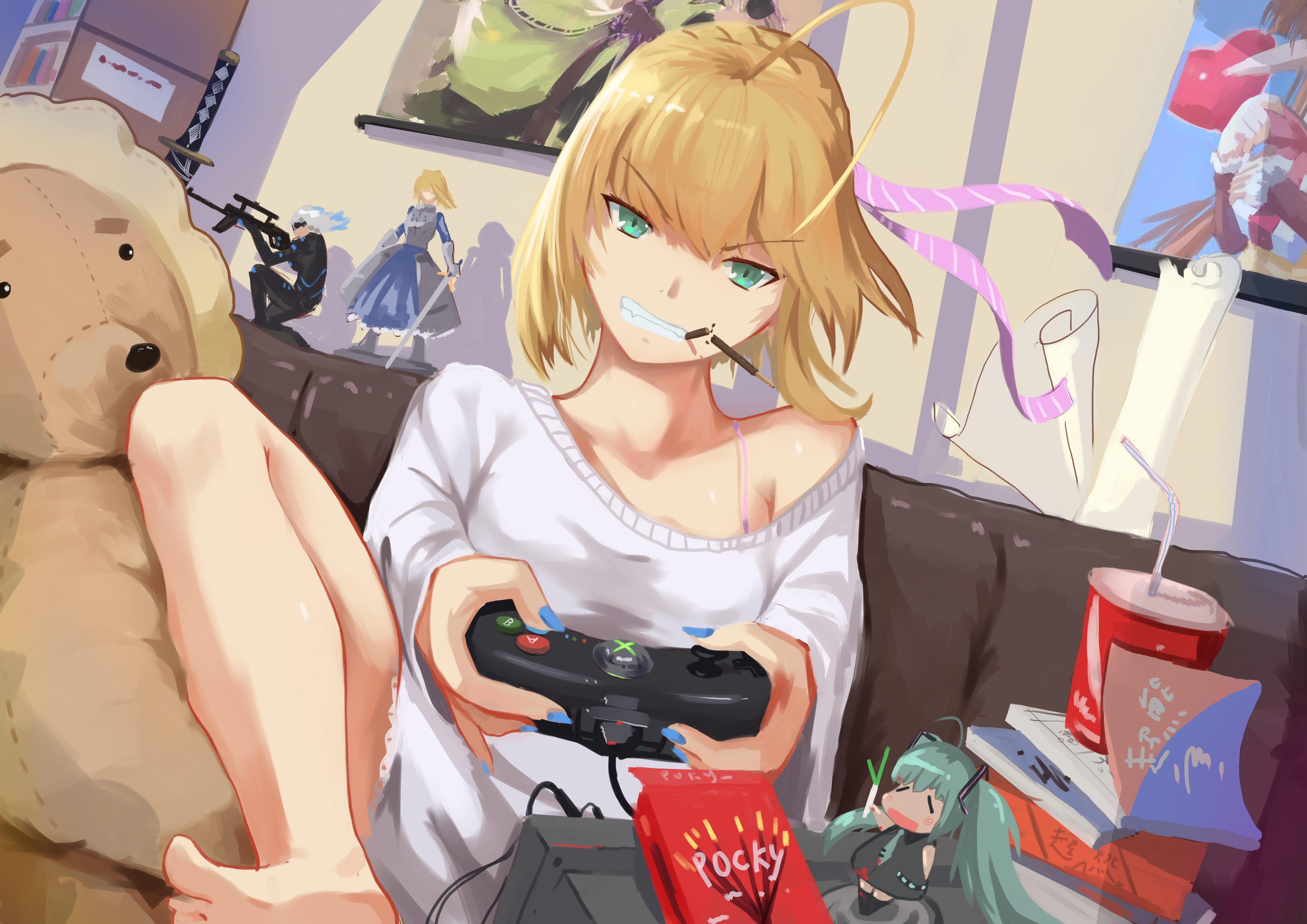 4960x3507 fate stay night anime girls saber hatsune miku saber lily xbox 360 Gallery HD Wallpaper