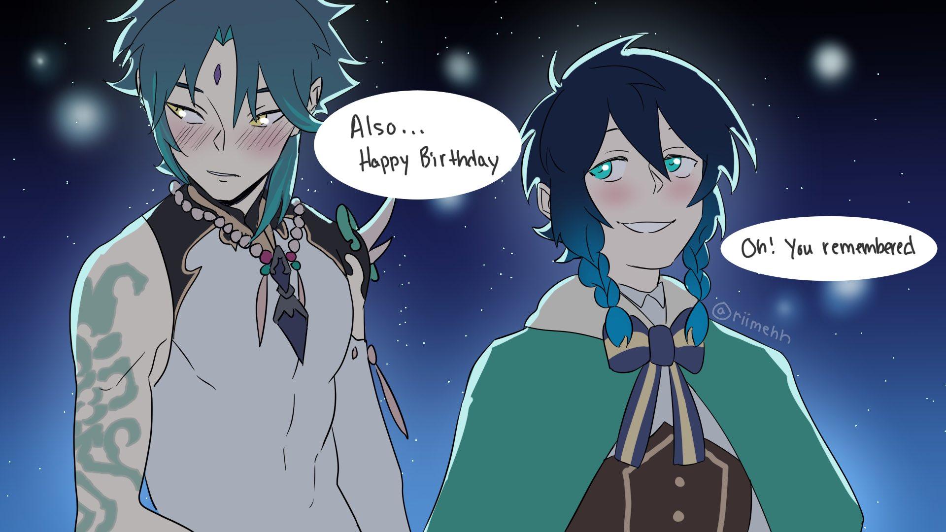 1920x1080 Rimeh リミー little late but happy birthday venti!! #xiao #venti #GenshinImpact #xiaoven #xiaoventi