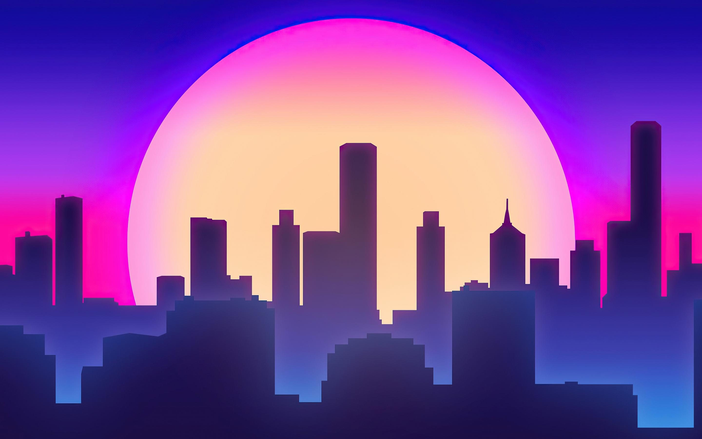 2880x1800 Download wallpaper 2880x1800 city vibes, synthwave, big moon, silhouette, mac pro retaia 2880x1800 HD background, 26776