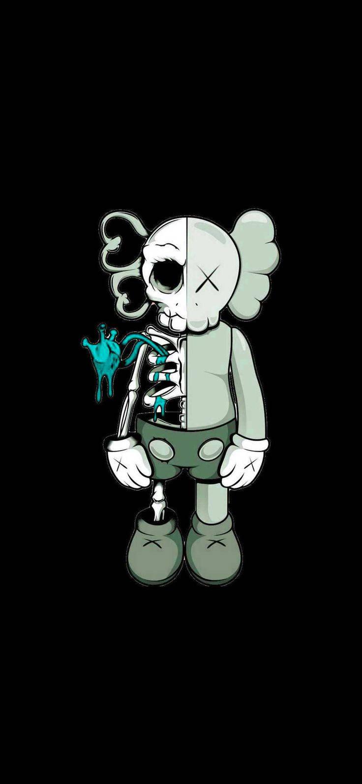 736x1594 Download Blue Skeleton Heart Beat Kaws