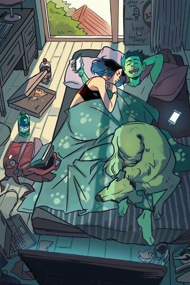 736x1105 Raven and Beast Boy