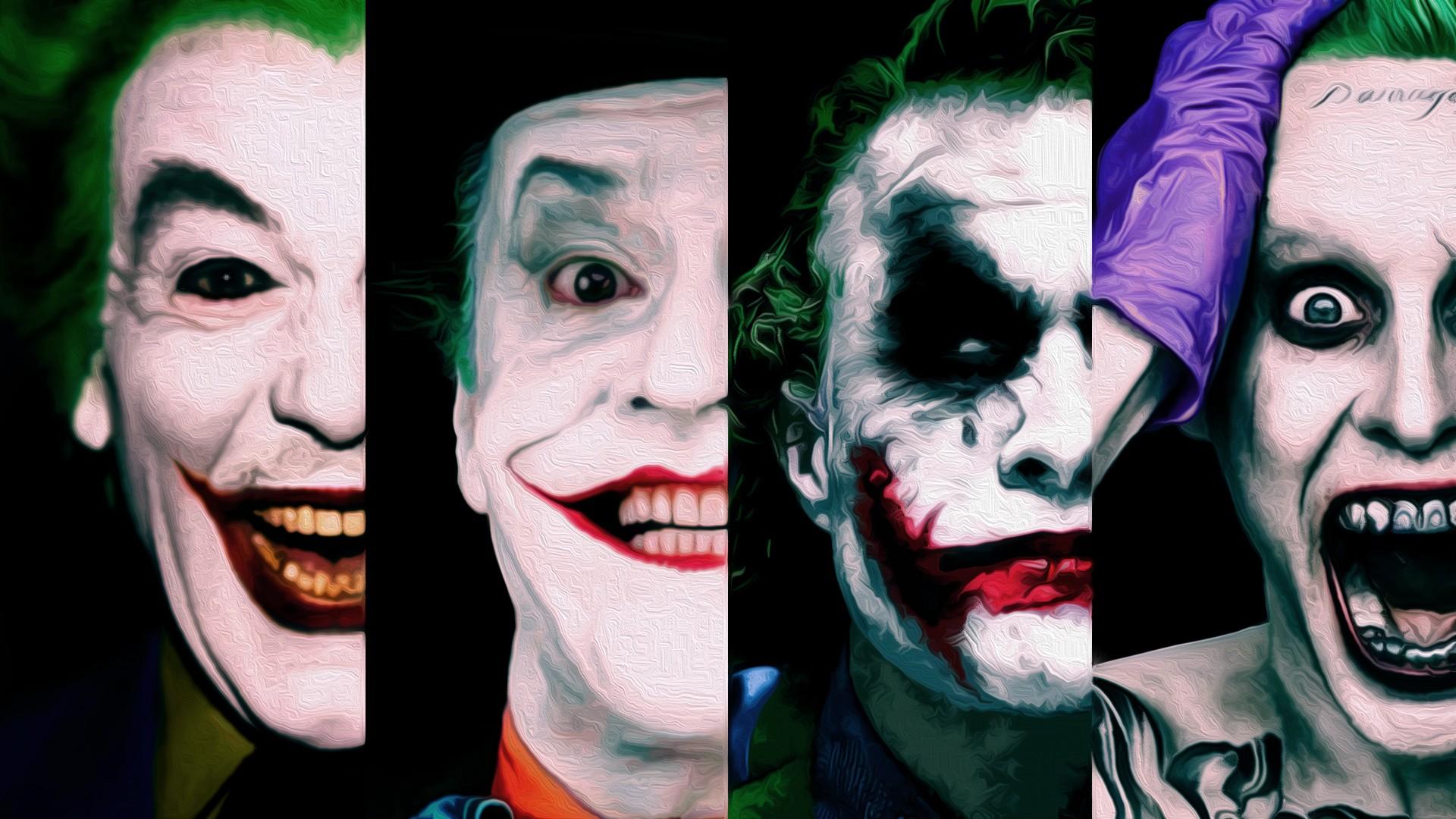1920x1080 Joker, Jack Nicholson, New Heath Ledger, Jared Leto, DC Comics, comics, villain, laughing, Batman logo Gallery HD Wallpaper