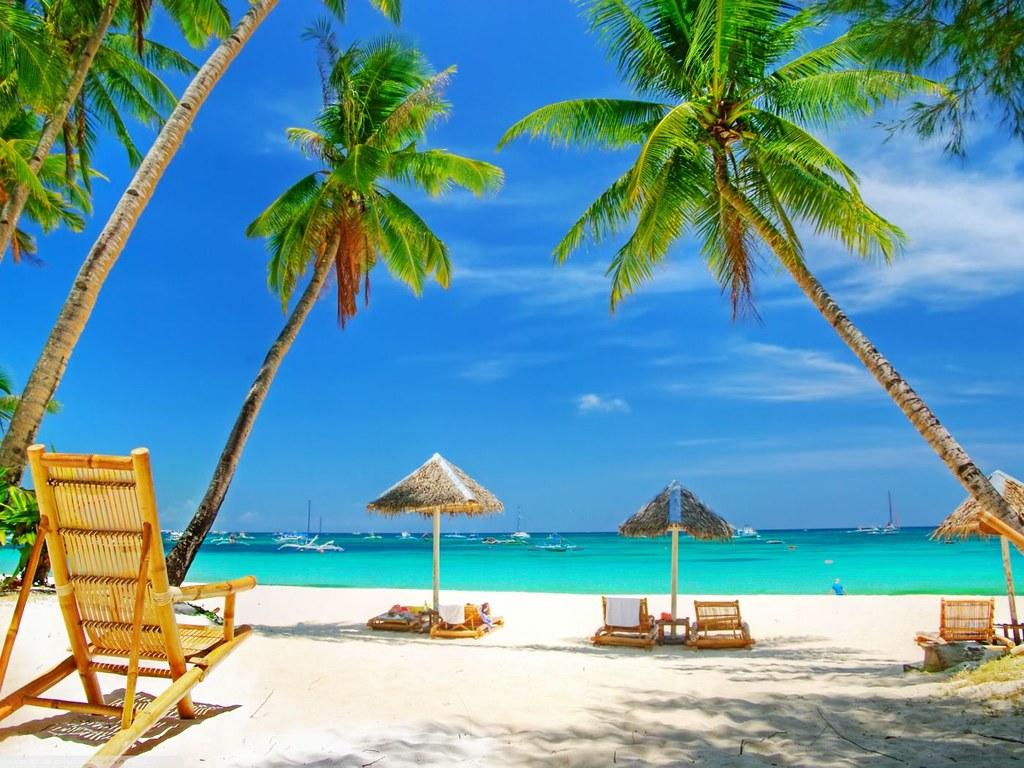 1024x768 Tropical Beach Paradise Background Free Download. Tropical