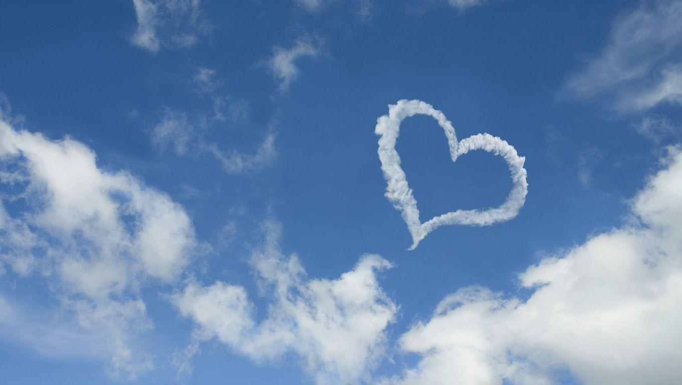 1360x768 Heart Clouds Wallpaper