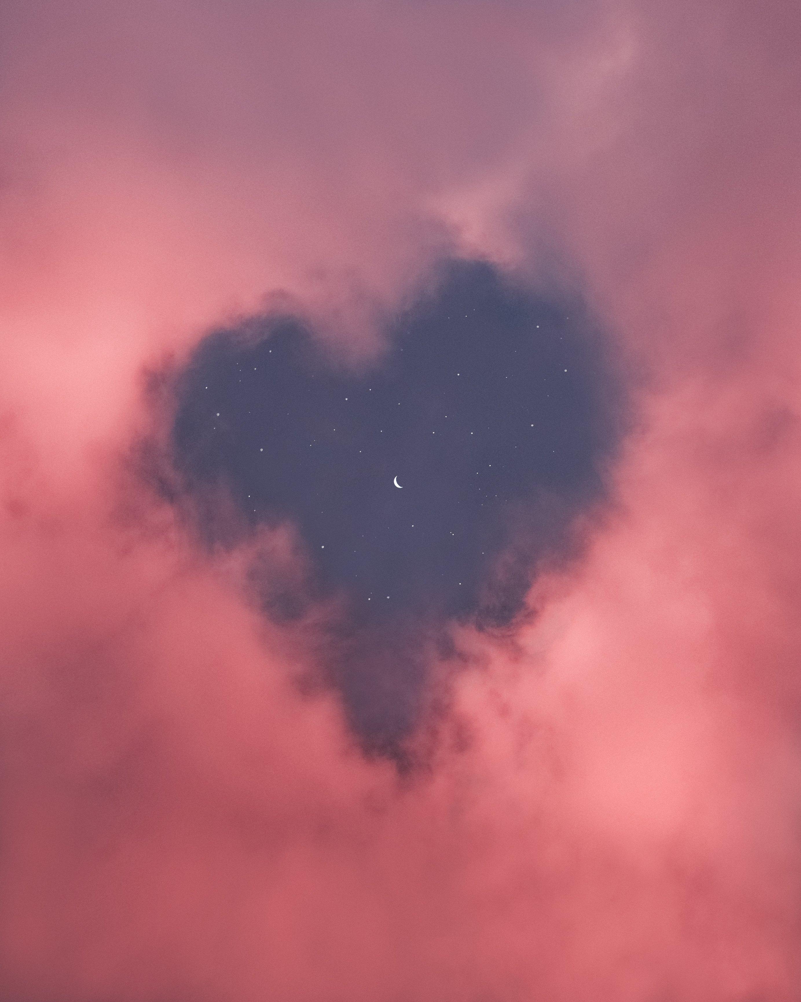 2767x3459 Heart Design Sky Moon Stars Clouds Portrait Display Vertical Wallpaper:2767x3459