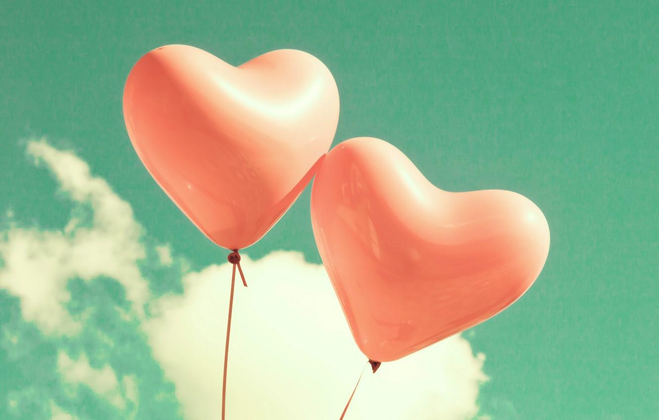 1332x850 Wallpaper the sky, clouds, love, balloons, heart, love, sky, heart, clouds, balloons image for desktop, section разное