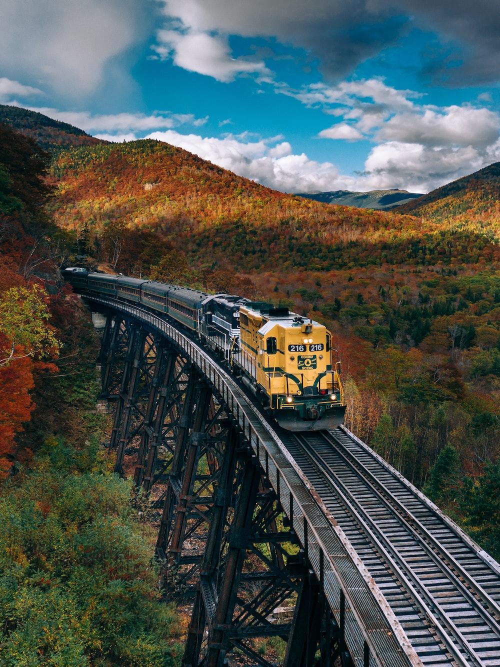 1000x1334 yellow train on rail tracks during daytime photo