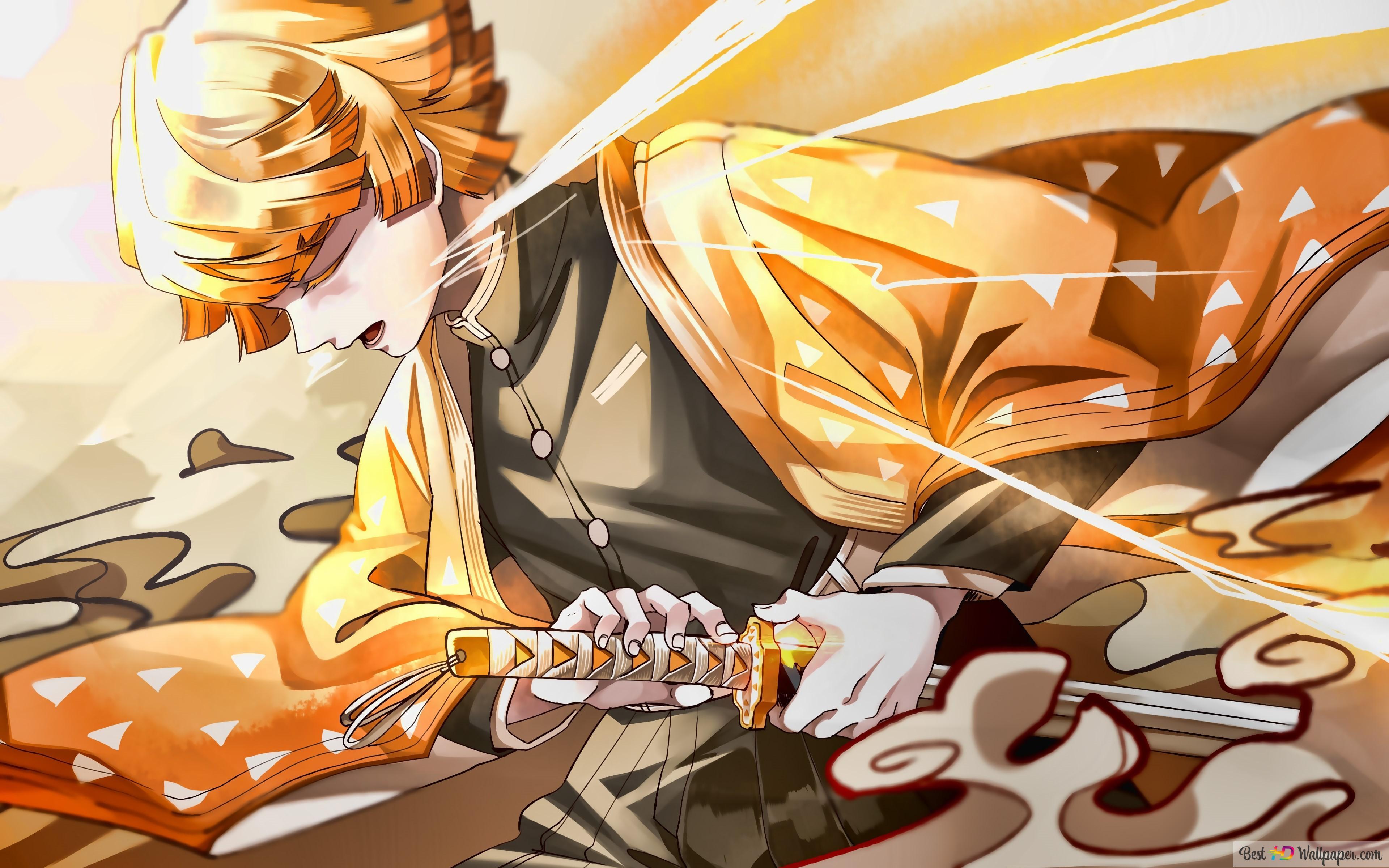 3840x2400 Demon slayer: kimetsu no yaiba zenitsu agatsuma 4K wallpaper download