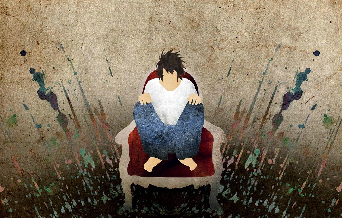1332x850 Wallpaper minimalism, Death Note, death note, L Lawliet image