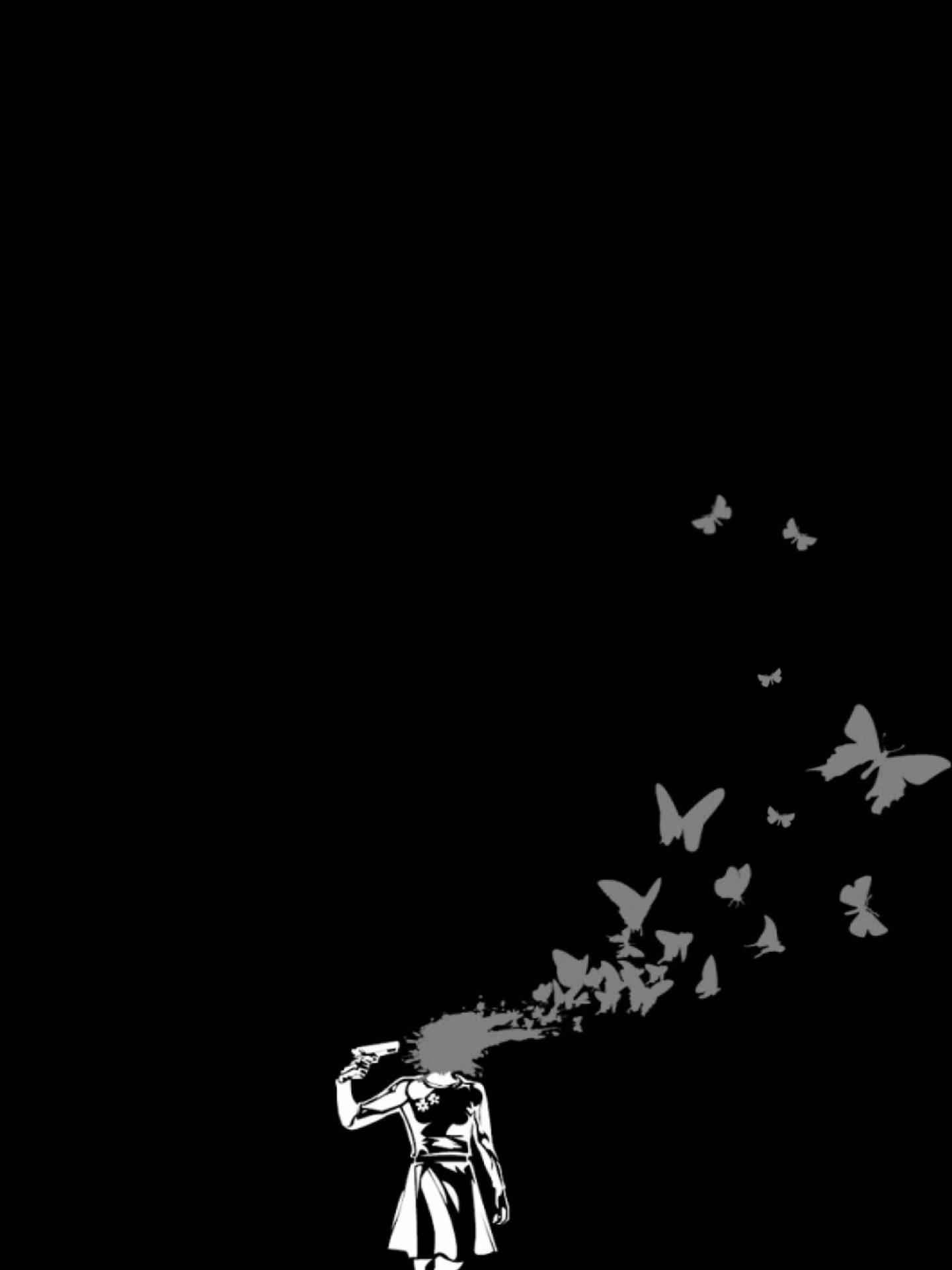 1440x1920 Download Sad Girl And Butterflies Wallpaper