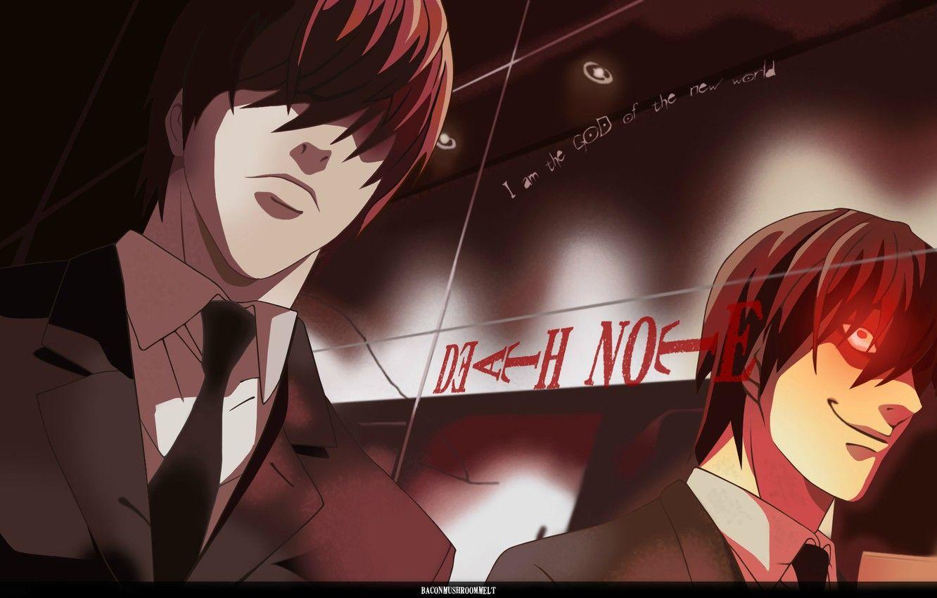 1332x850 Wallpaper look, Death Note, death note, Kira, alter ego, Yagami Light, hell of a grin, art Takeshi Obata, alterego image for desktop, section сёнэн