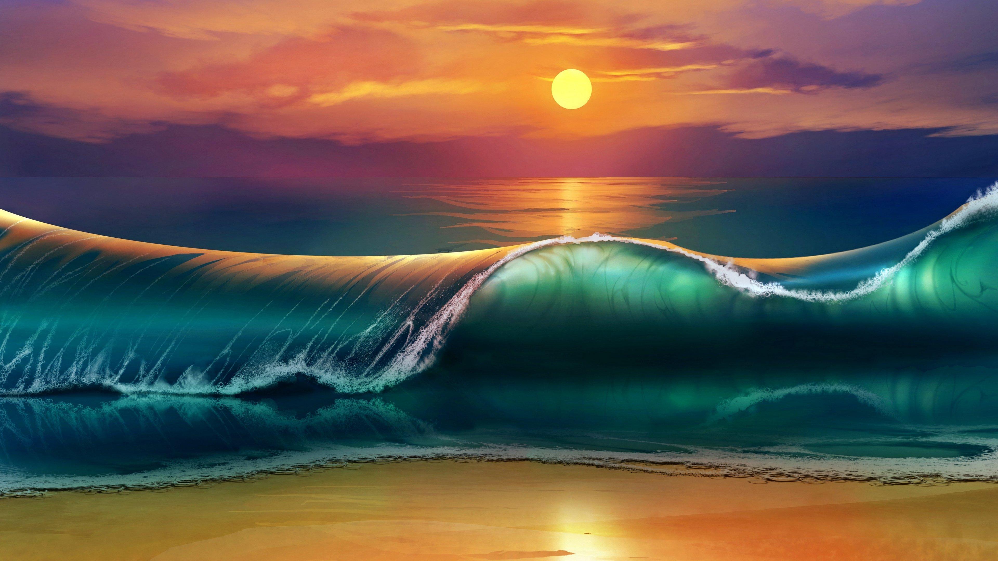 3840x2160 Beach at Sunset 4K wallpaper