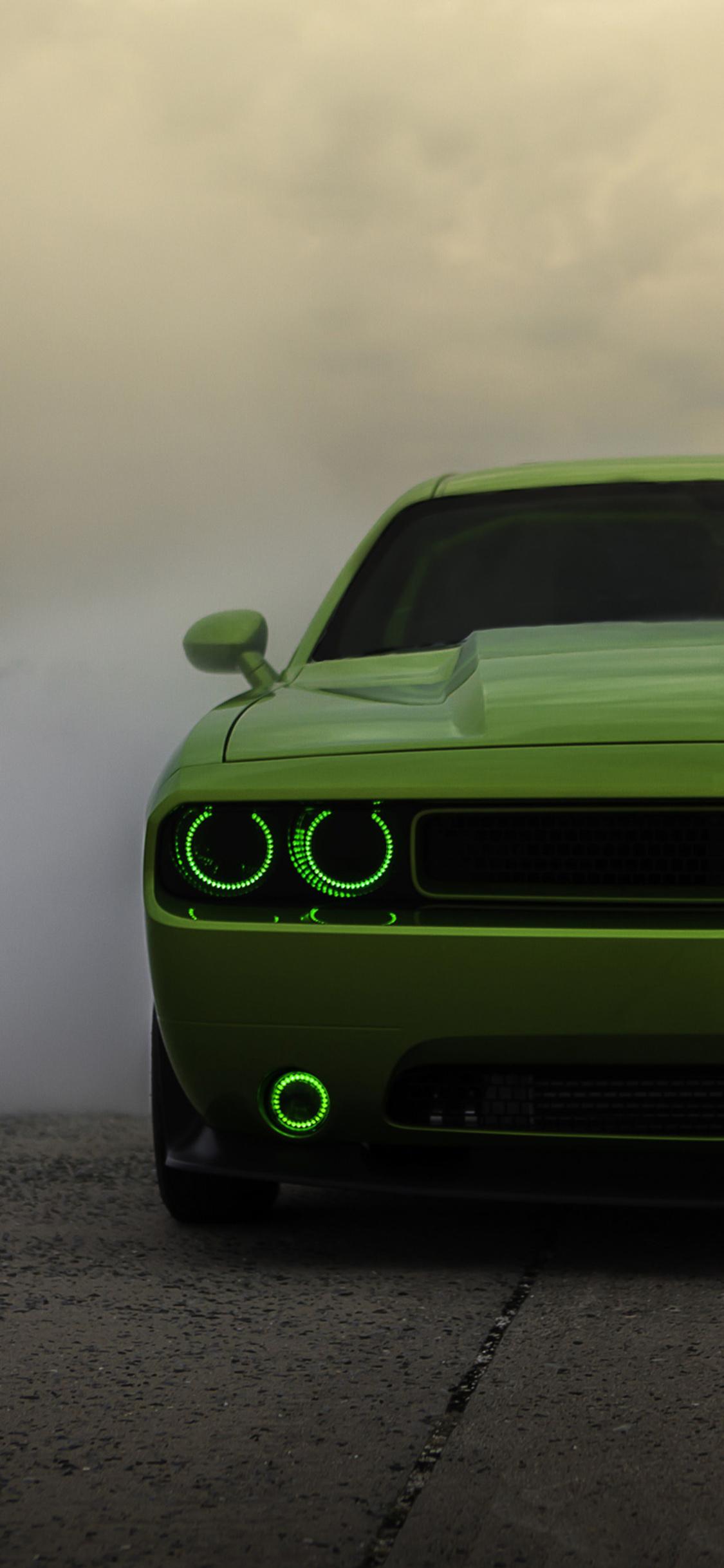 1125x2436 Green Dodge Challenger iPhone XS, iPhone iPhone X HD 4k Wallpaper, Image, Background, Photo and Picture