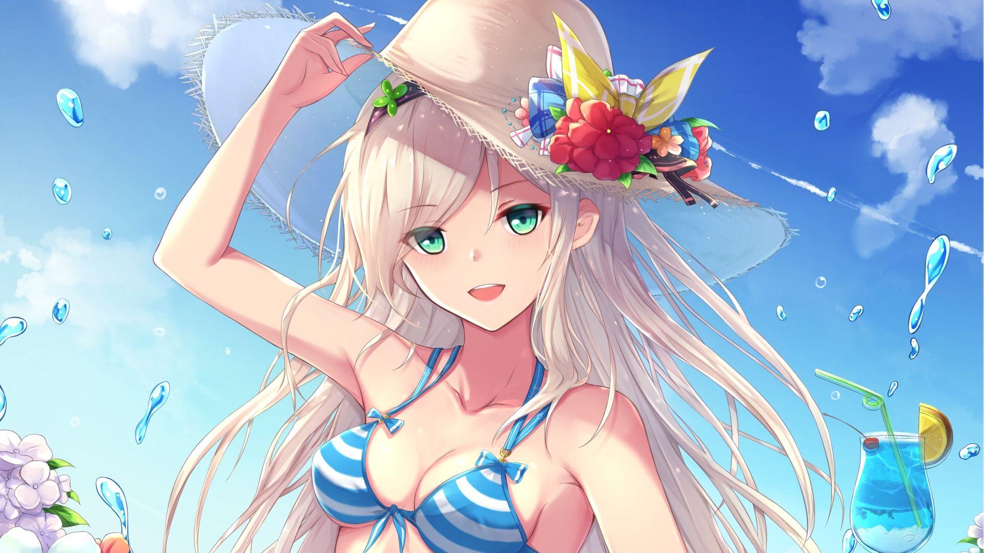 1920x1080 Desktop Wallpaper Anime Girl, Holiday, Fun, Bikini, Summer, HD Image, Picture, Background, 515aa2