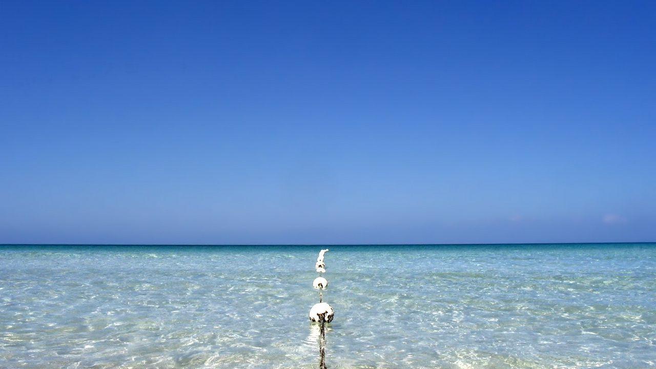 1280x720 Wallpaper buoy, gulf, border, line, horizon hd, picture, image
