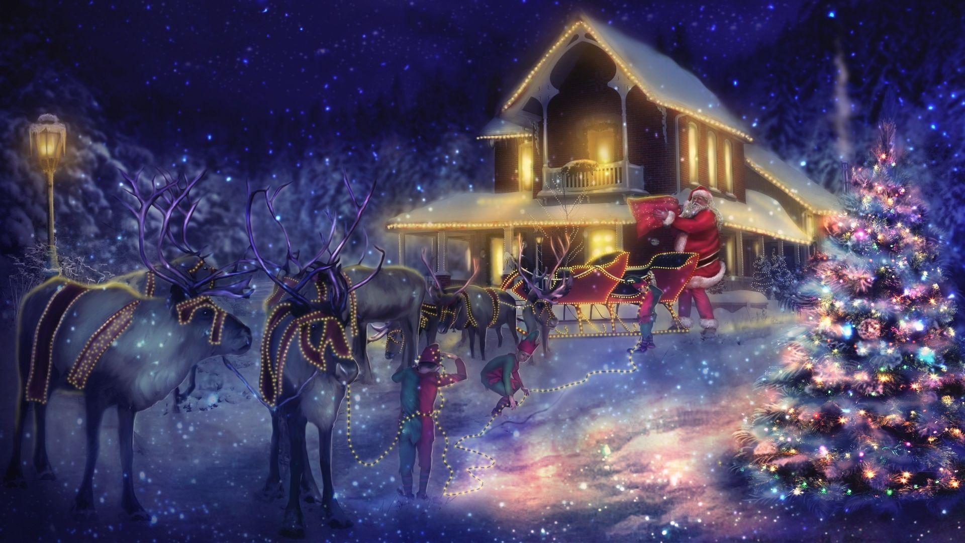 1920x1080 Christmas_Christmas_Lights_Christmas_Tree_Holiday_Reindeer_Santa_