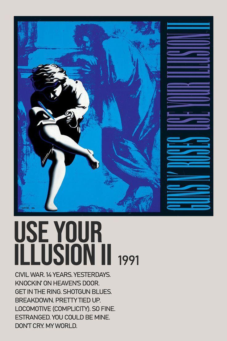 736x1106 Use Your Illusion II By Guns N' Roses Minimalist Album Poster. Póster de música, Carteles de banda, Carteles de rock