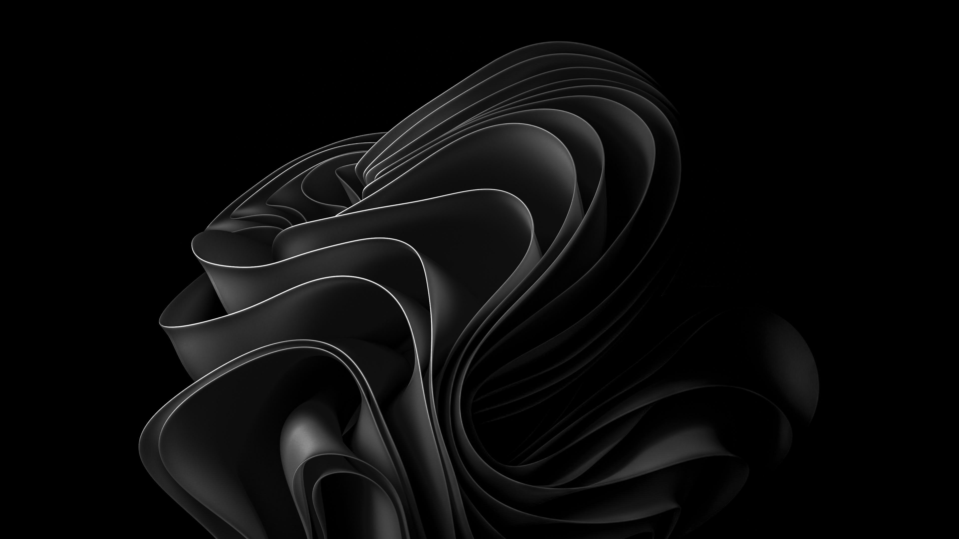 3840x2160 Windows 11 Wallpaper 4K, Black abstract, Stock
