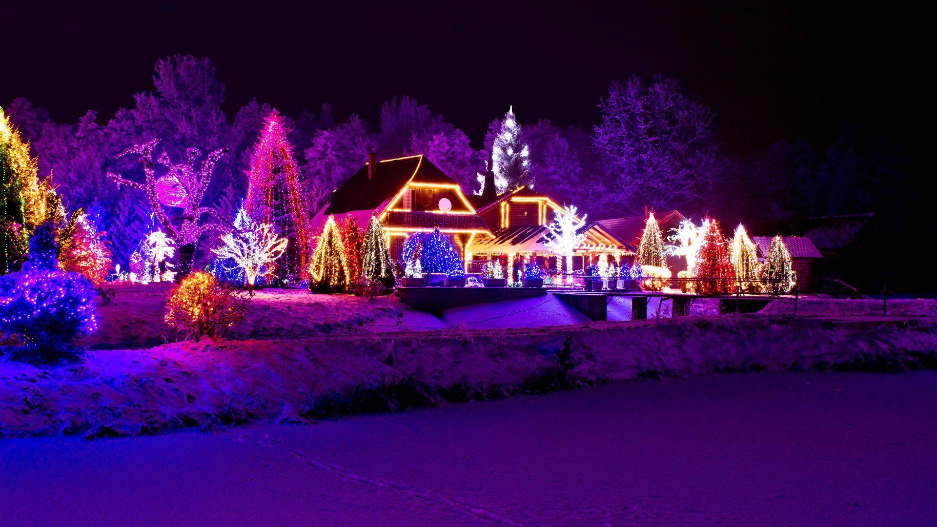 1920x1080 Winter: Evening Time Snowy Snow Christmas Merry Magic Winter Houses