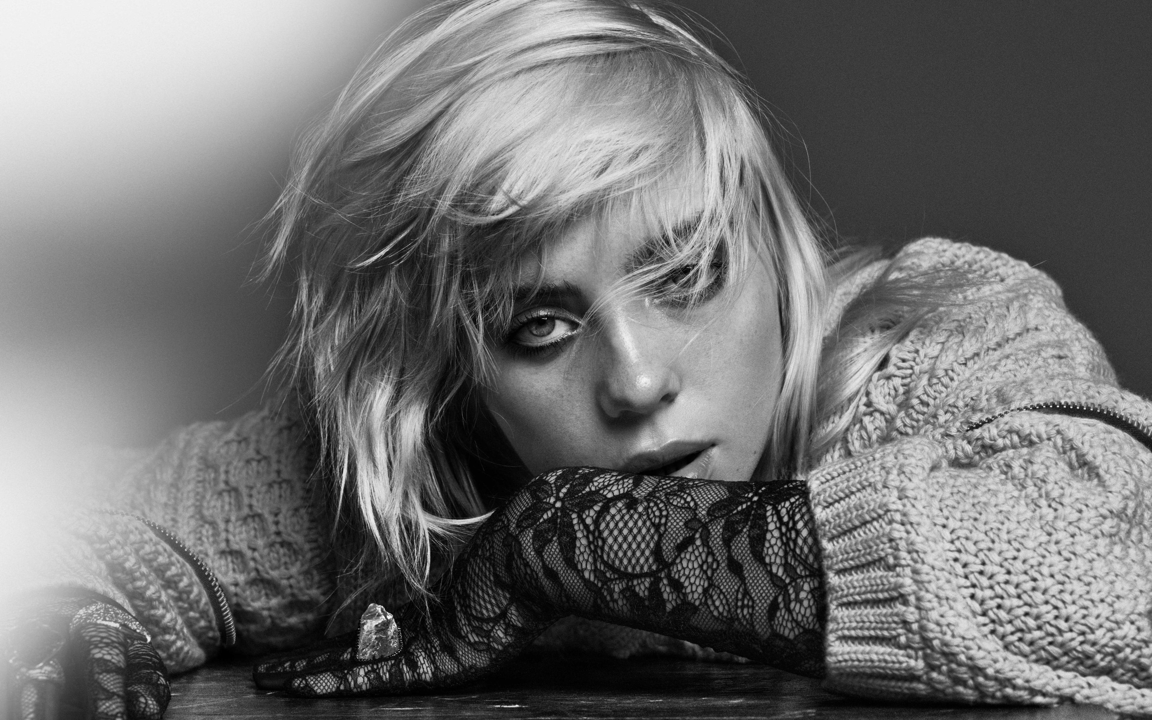 3840x2400 Billie Eilish 4K Ultra HD Black & White Music Portraitx2400
