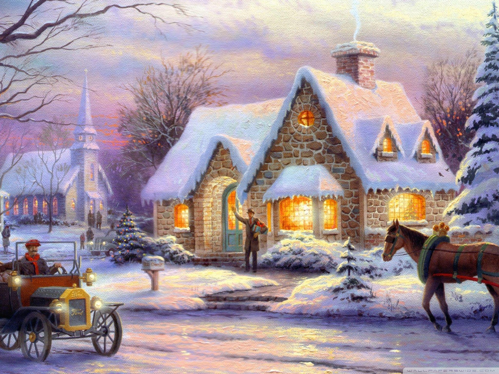 2048x1536 Memories Of Christmas by Thomas Kinkade ❤ 4K HD Desktop Wallpaper