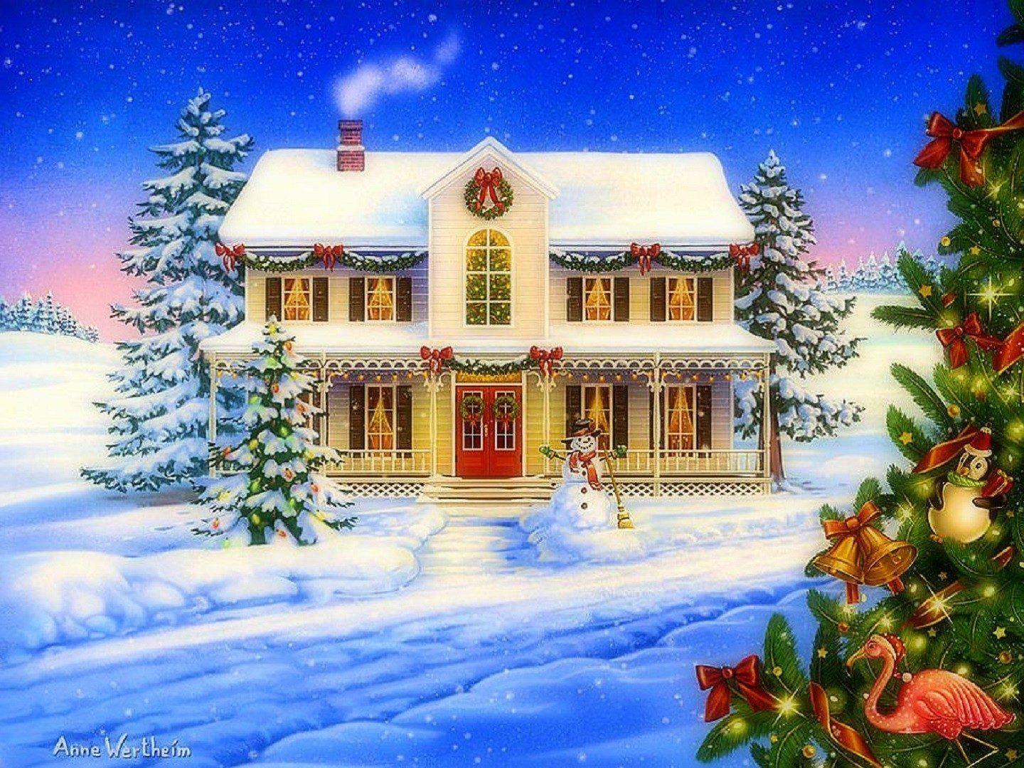 1440x1080 Winter: Seasons Festivals Snow Houses Love New Greetings Winter