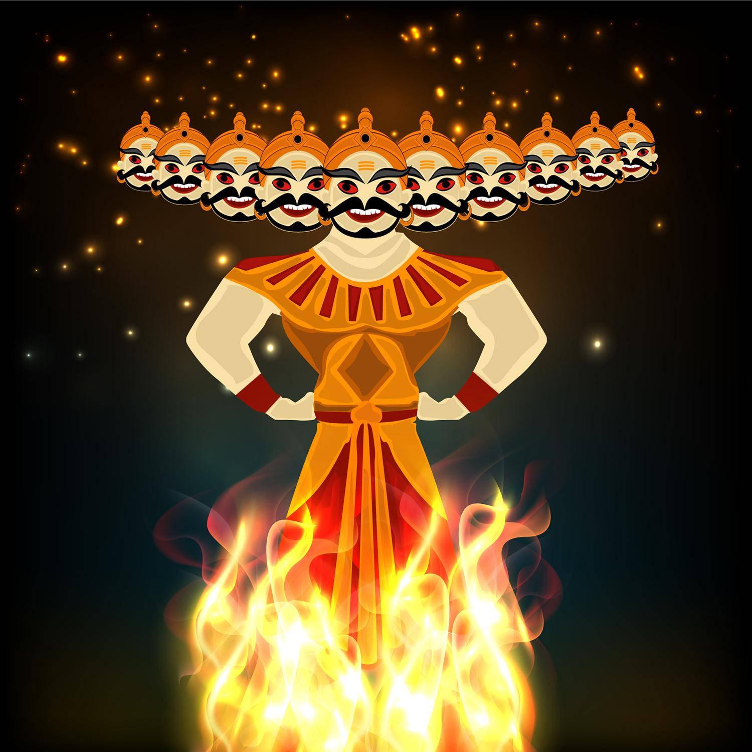 1500x1500 Download Fiery Ravana Dussehra Concept Wallpaper