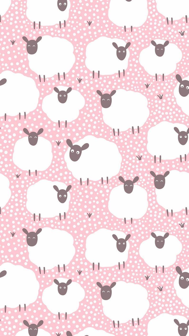 794x1410 Pastel Kawaii Sheep Wallpaper