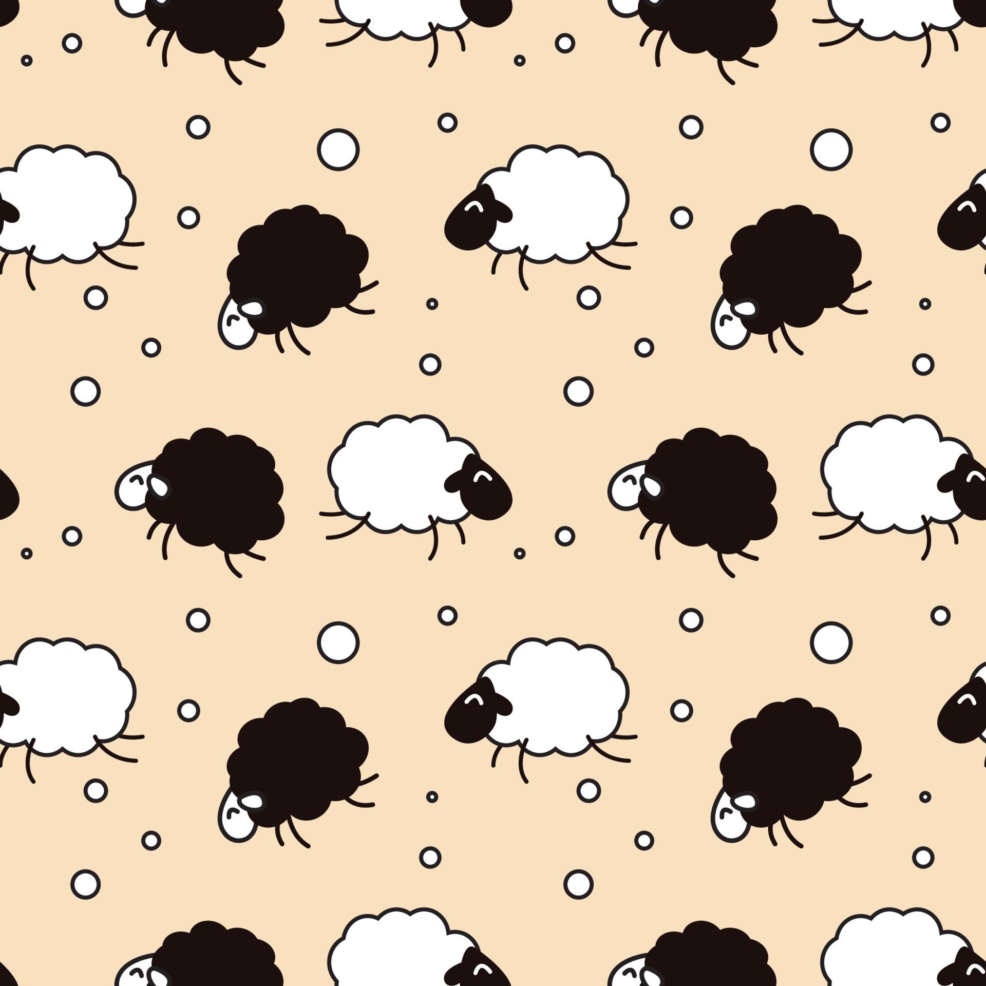 1920x1920 cute sheep comic seamless pattern background