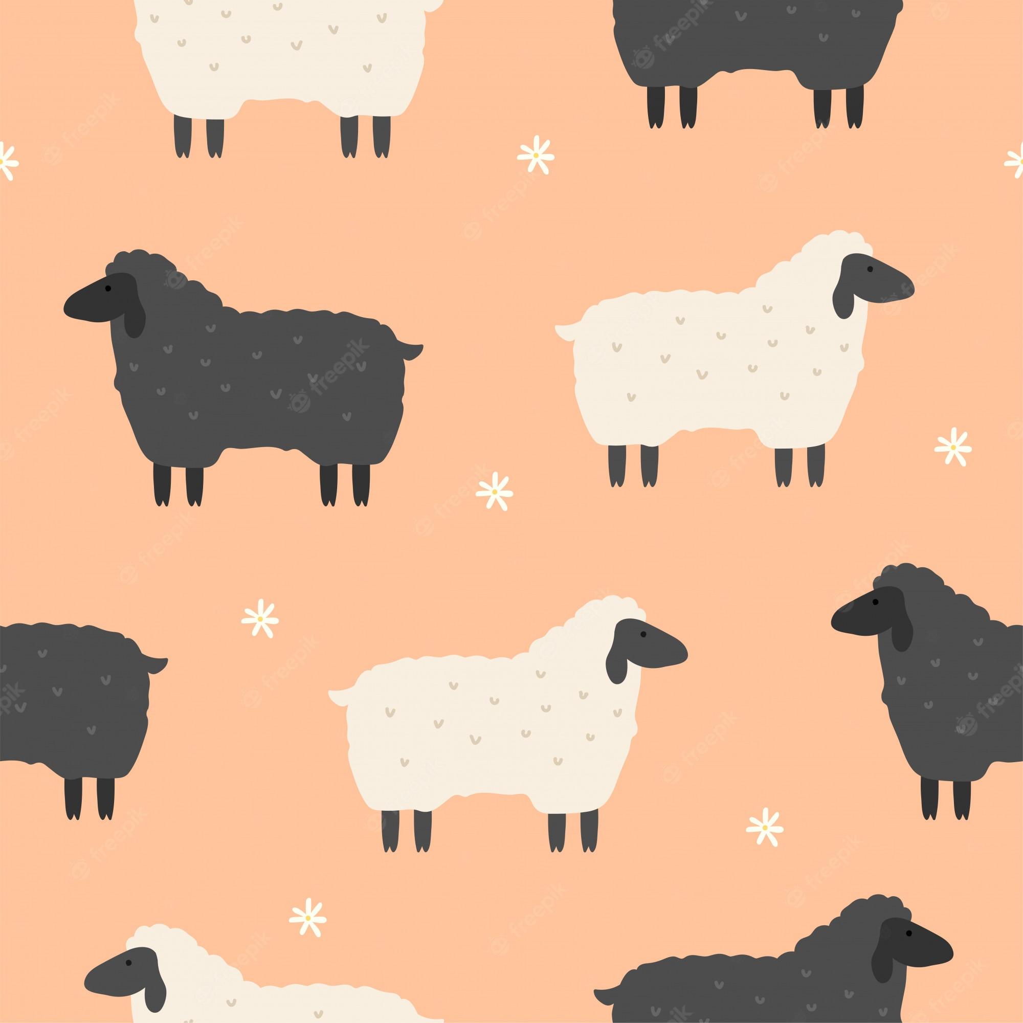 2000x2000 Premium Vector. Cute sheep seamless pattern for wallpaper