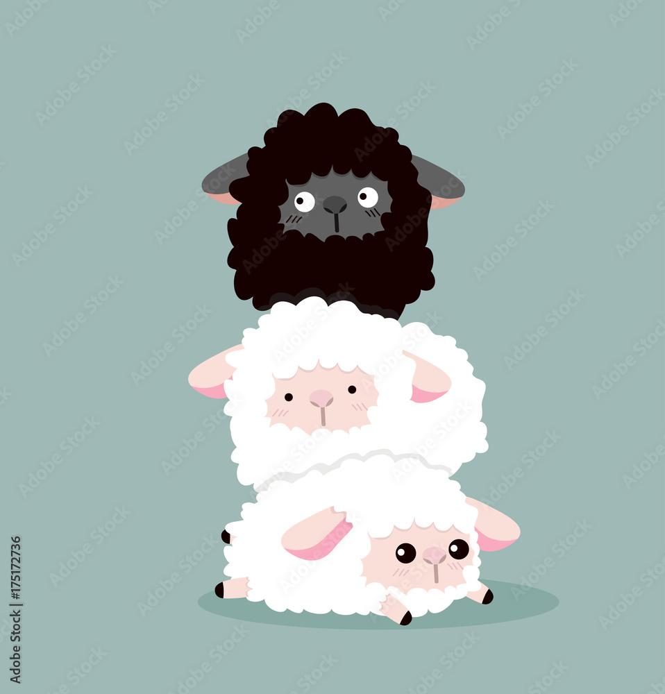 958x1000 cute sheep background Stock Vector