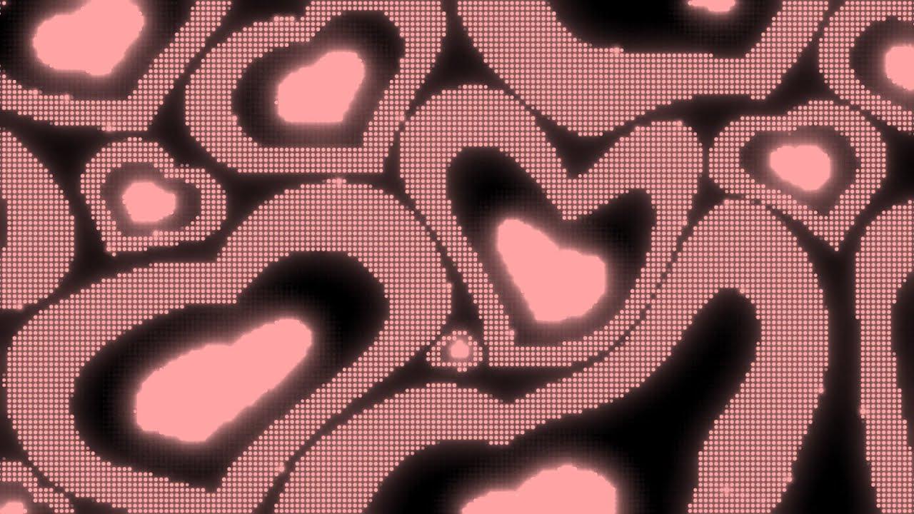 1280x720 Warped Black and Pastel Pink Y2k Neon LED Lights Heart Background.. 1 Hour Looped HD