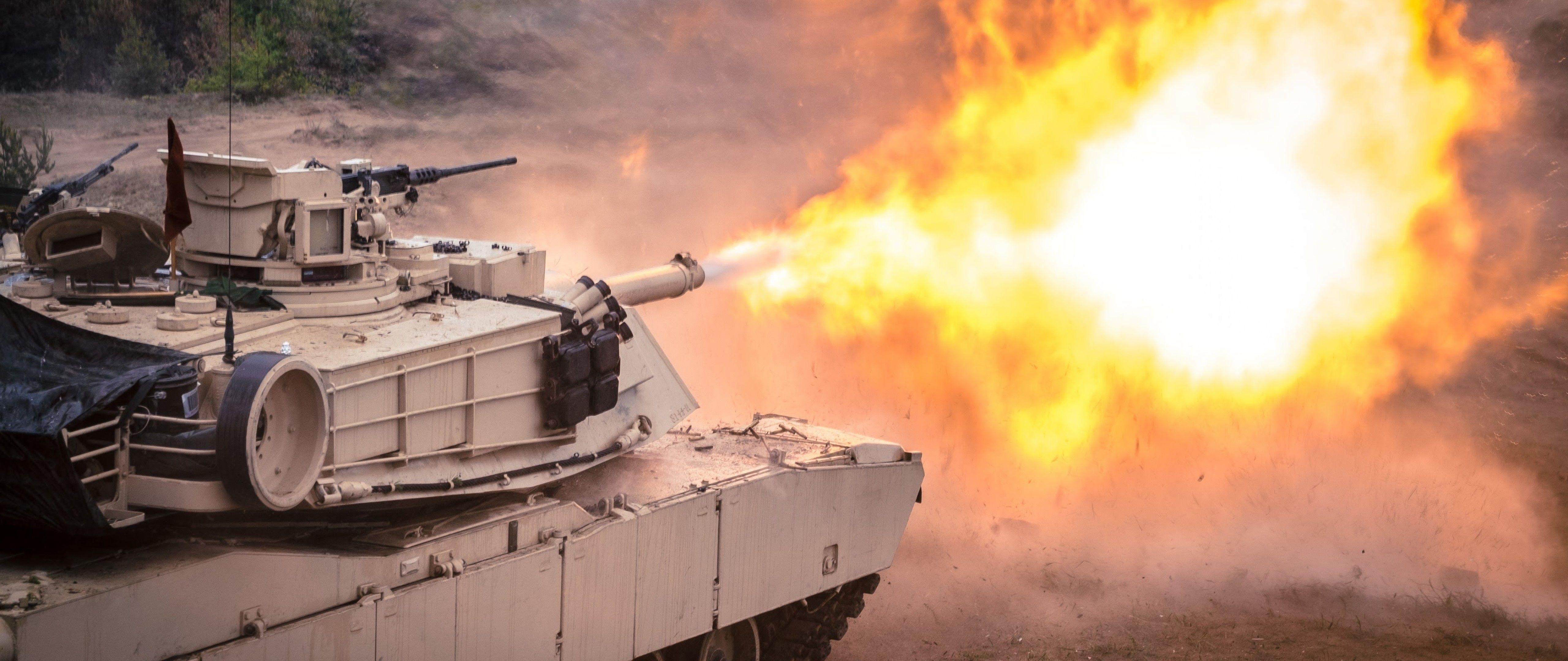 5120x2160 Free Army Firing Tank HD Wallpaper for Desktop and Mobiles 4K Ultra