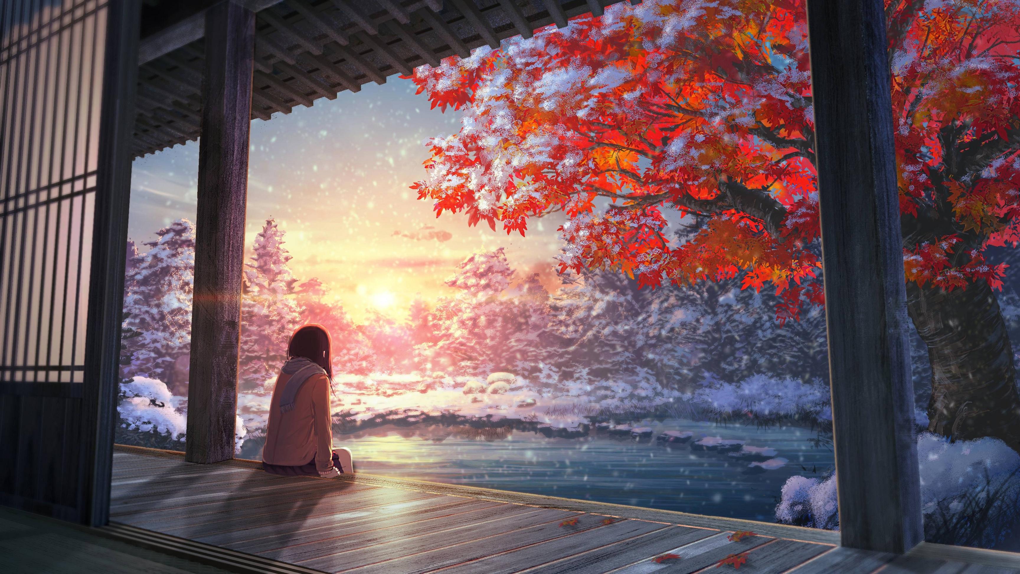 3456x1944 Anime Scenery Wallpaper HD Free download