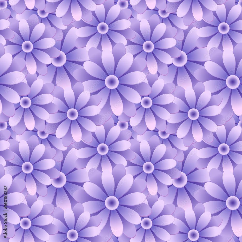 1000x1000 retro seamless wallpaper background vintage purple blue round daisy garden flower Stock Vector