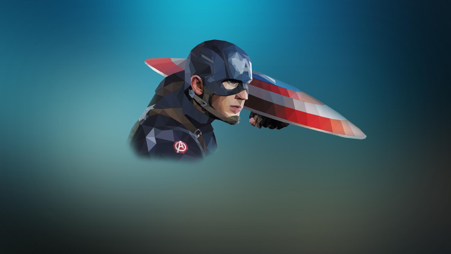 1920x1080 Desktop Wallpaper Low Poly Artwork, Captain America, HD Image, Picture, Background, Ijj2bz