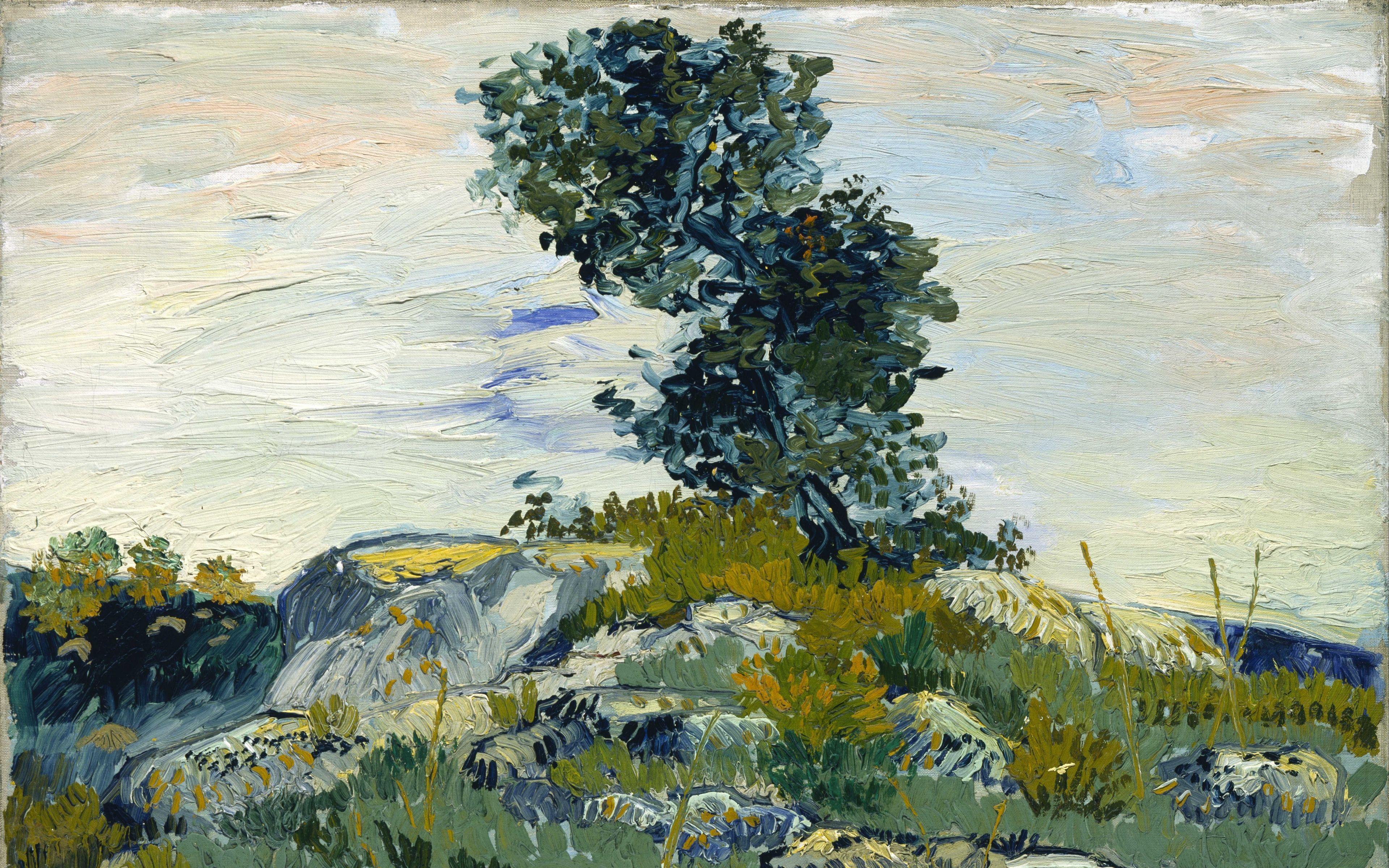 3840x2400 Download wallpaper 3840x2400 vincent van gogh, rocks with oak tree