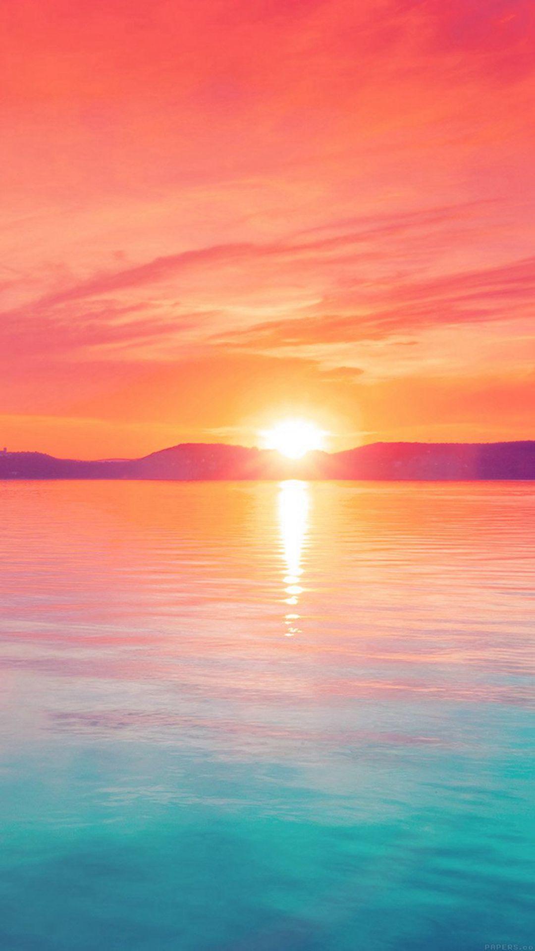 1080x1920 Sunset night lake water sky red flare iPhone 8 wallpaper. jolanta