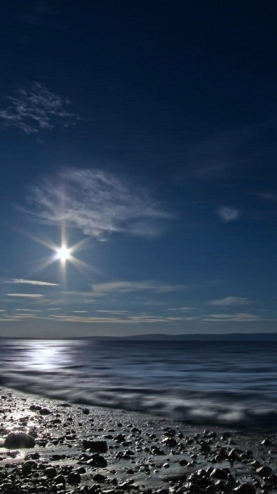 1080x1920 Shining Moon Over Sea #iPhone #wallpaper. iPhone 6 8 Wallpaper
