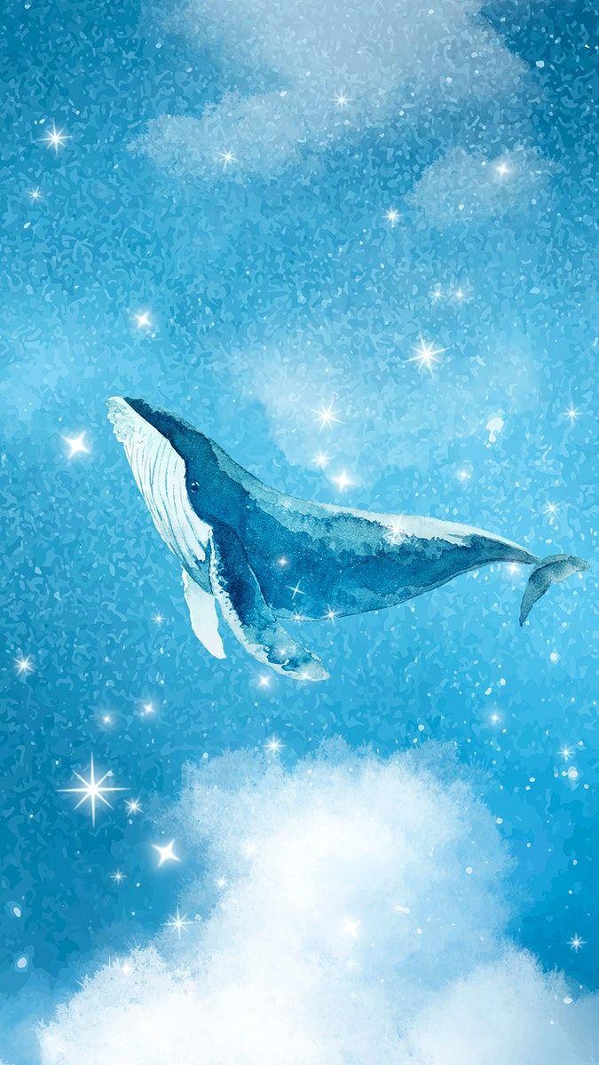 675x1200 Aesthetic whale mobile wallpaper, blue sparkling background. free image by rawpixel.com / Busb. Whale illustration, Aesthetic background, Cute mobile wallpaper