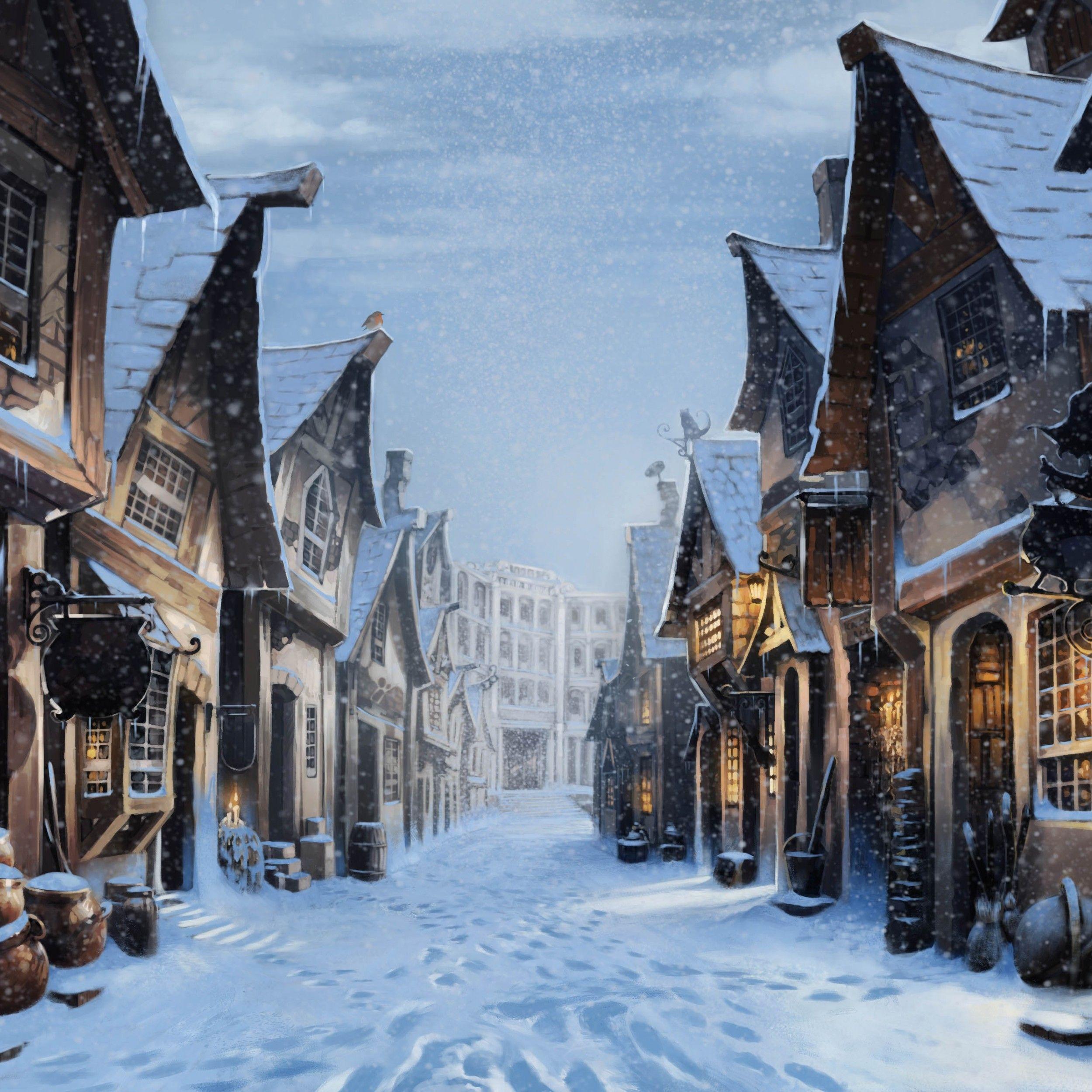 2500x2500 Download 2500x2500 Diagon Alley, Harry Potter, Snow, Artwork
