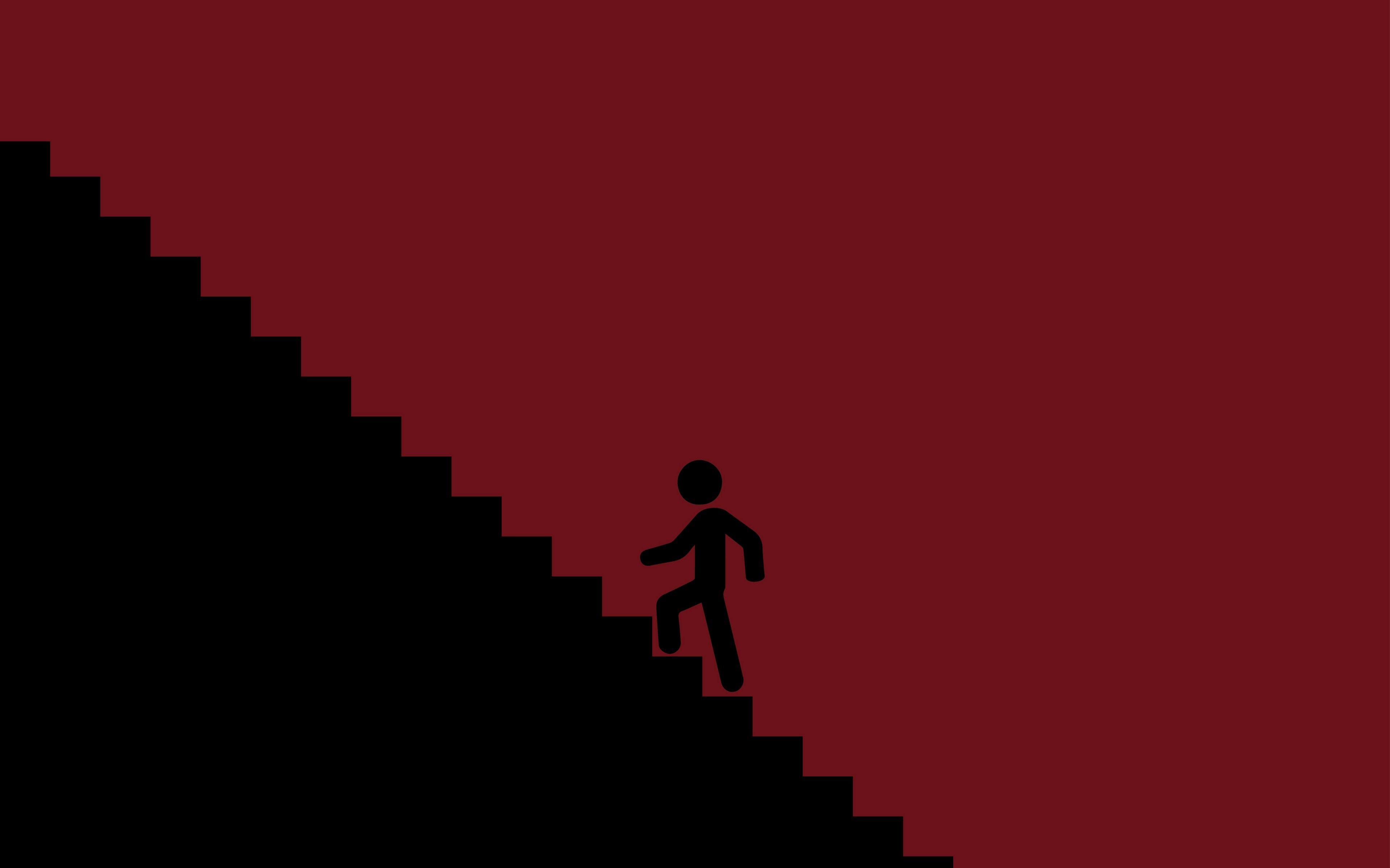 3840x2400 Download wallpaper 3840x2400 silhouette, ladder, climb, vector, red