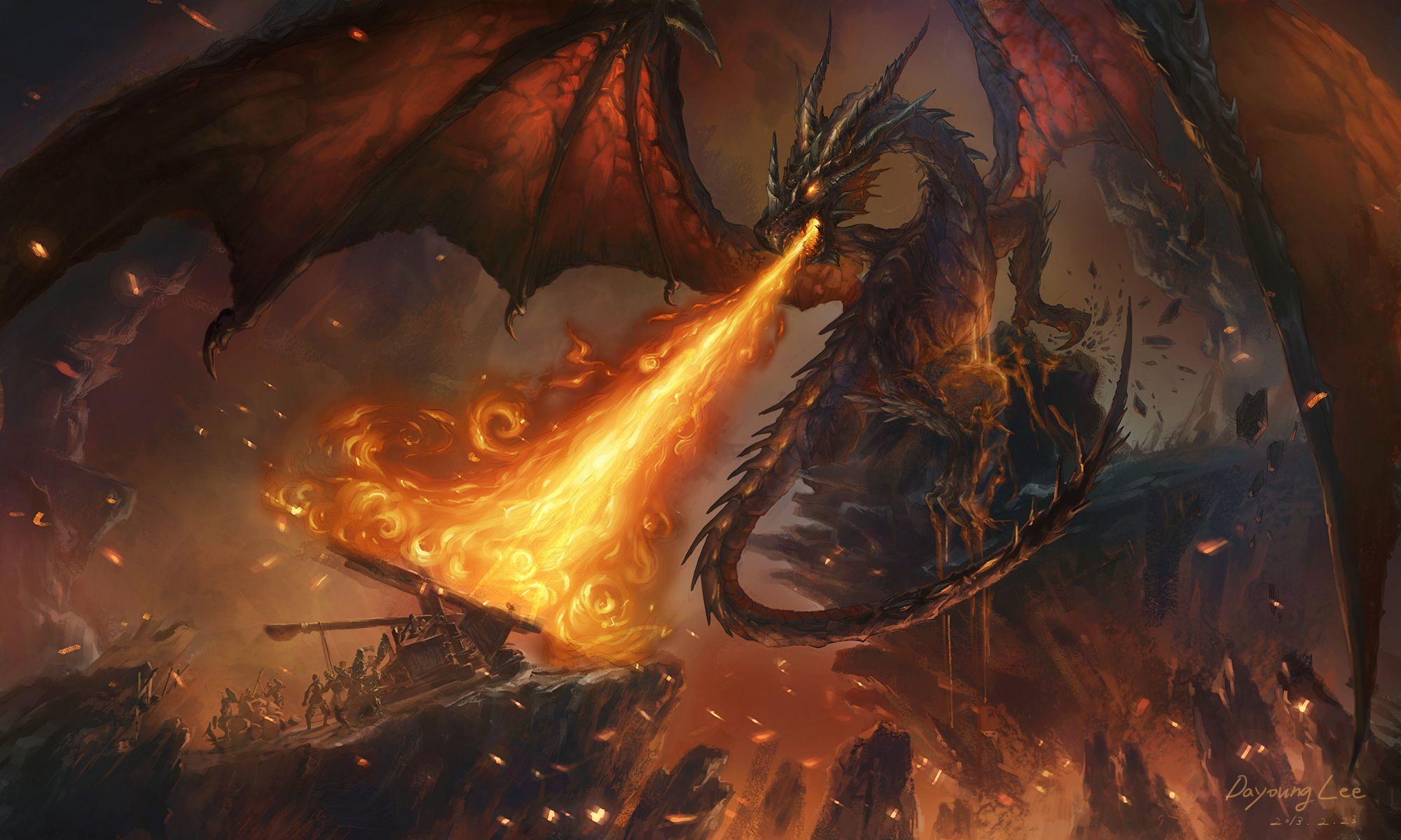 fire breathing dragons wallpaper